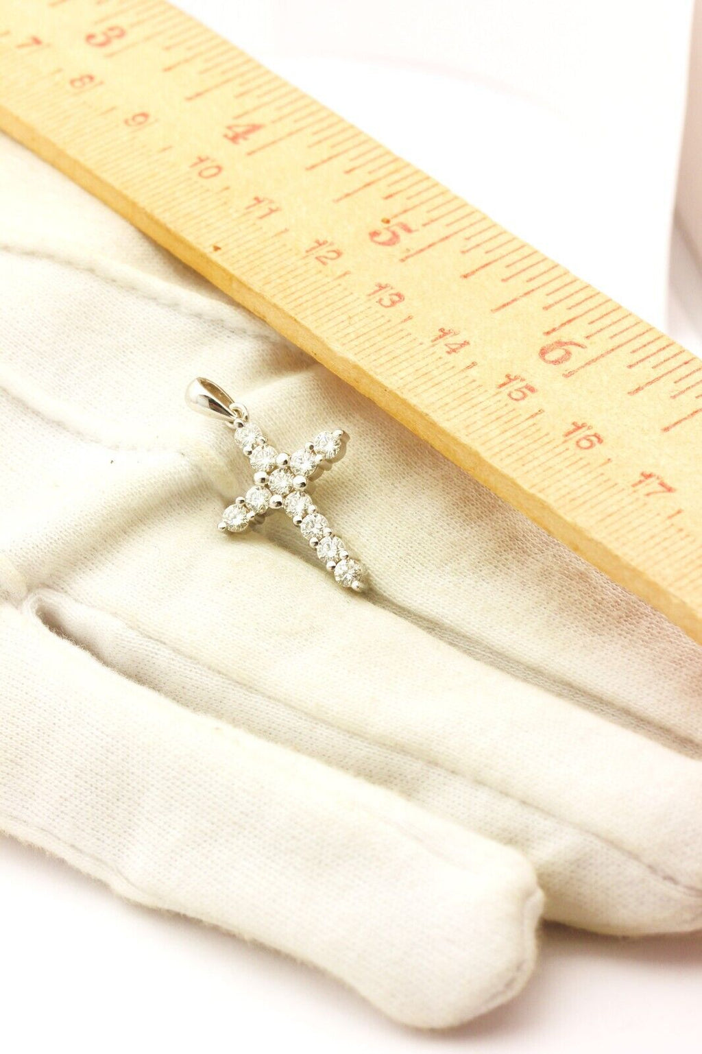 14k white gold 1ctw round natural diamond cross pendant 1 inch 3.04g new