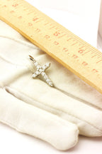 14k white gold 1ctw round natural diamond cross pendant 1 inch 3.04g new