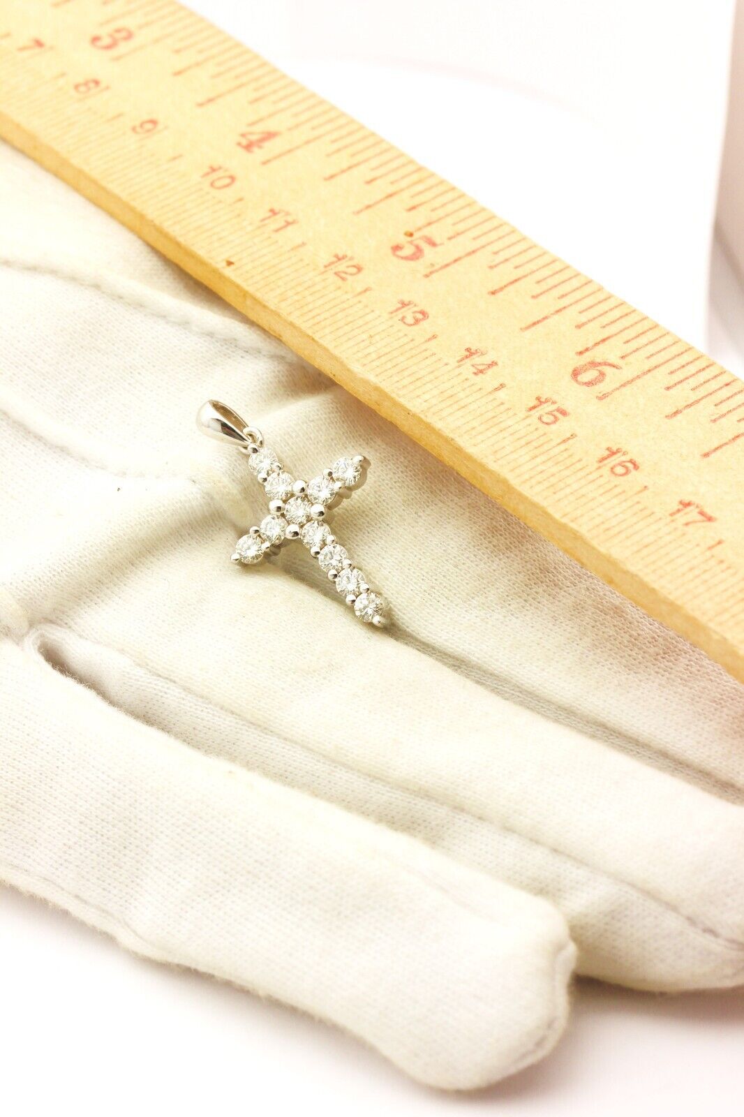14k white gold 1ctw round natural diamond cross pendant 1 inch 3.04g new