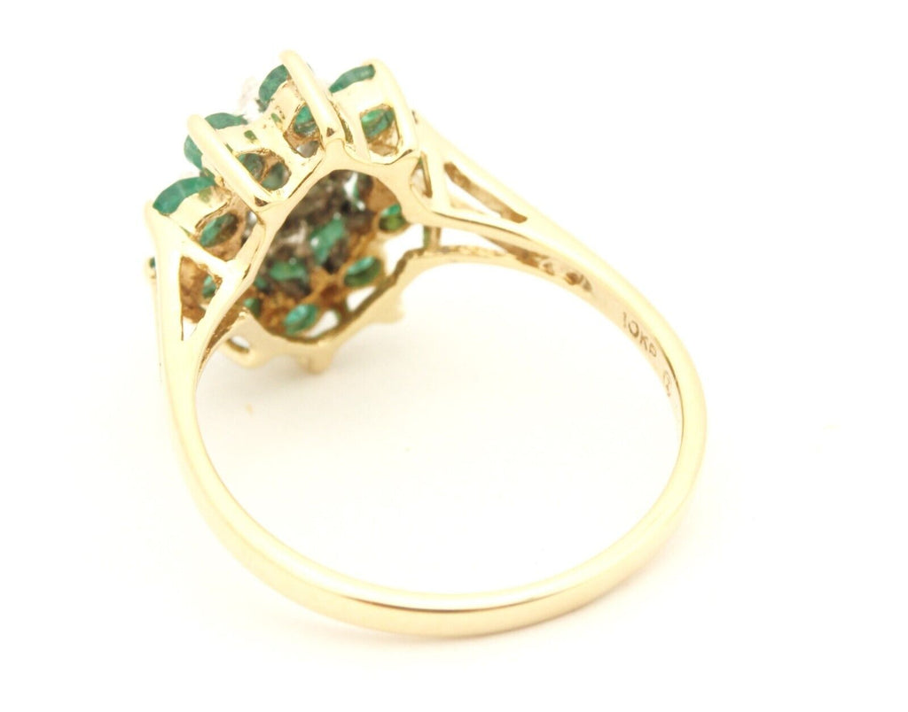 10k yellow gold halo ring green emerald 0.50ctw diamond 0.05ctw size 7 2.72g