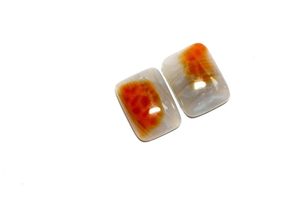 snakeskin agate matched pair loose gemstones 16.5x12mm rectangular cabochon new