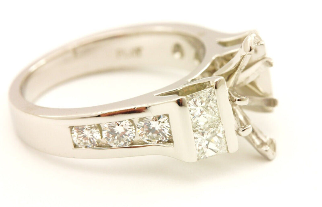 FINER J Platinum diamond semimount engagement ring size 6 9.9g estate