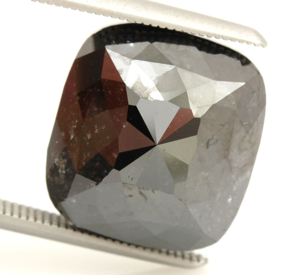 12.90 carat black treated diamond cushion cut 13.58 x 12.71 x 7.22 mm NEW