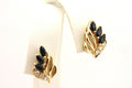 14k yellow gold 0.50ctw sapphire 0.10ctw diamond stud earrings estate 2.8g leaf