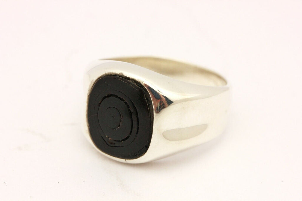 sterling silver black coral ring band size 8.25 vintage estate 10.3g