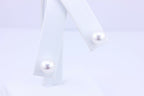 NEW white gold 14k 7mm Akoya cultered round pearl stud earrings 7.05-7.15mm