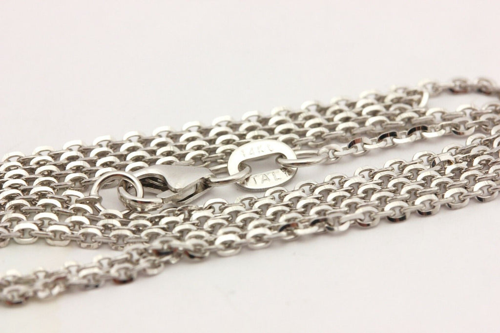 14k white gold oval rolo cable chain necklace lobster Italy 20 inch 1.4mm 3.04g