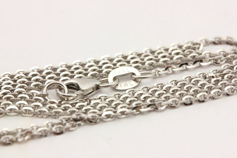 14k white gold oval rolo cable chain necklace lobster Italy 20 inch 1.4mm 3.04g