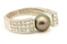 18k white gold saltwater Tahitian pearl 0.50ctw diamond ring size 7.25 11.81g