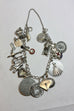 sterling silver 7 inch charm bracelet chain 21 charms estate vintage 45.46g