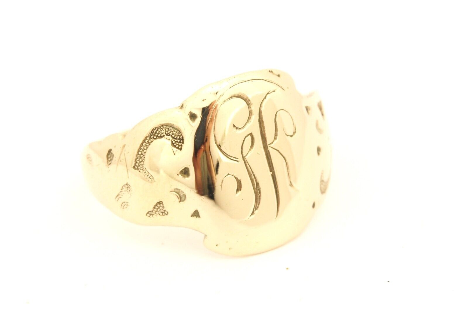 10k yellow gold signet ring band size 8.25 4.90g engraved monogram vintage