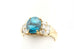 14k yellow gold oval 3.85ct blue zircon ring 0.16ctw diamond size 6.25 6.2g