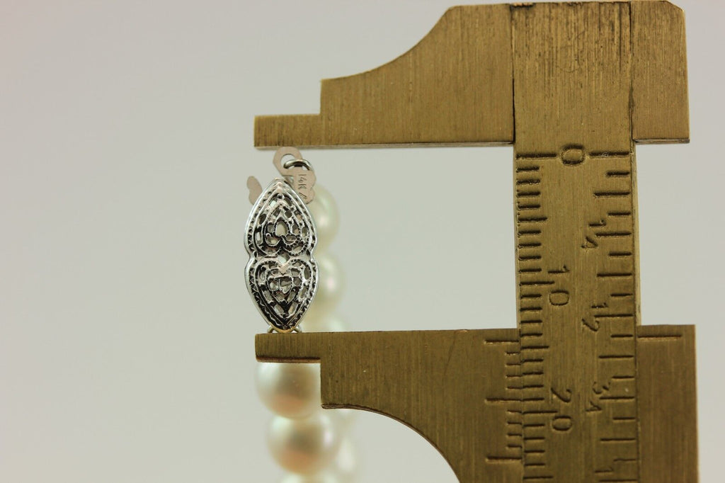 14k white gold 18" 6 mm white round cultured pearl strand necklace NEW