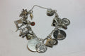 sterling silver 7 inch charm bracelet chain 21 charms estate vintage 45.46g