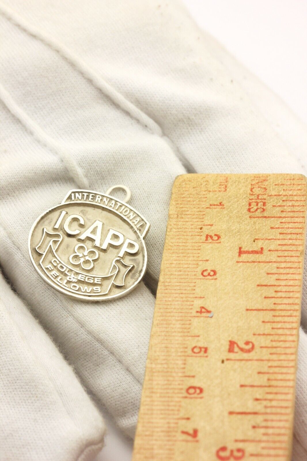 sterling silver ICAPP college pin pendant brooch 1 inch 6.44g estate vintage