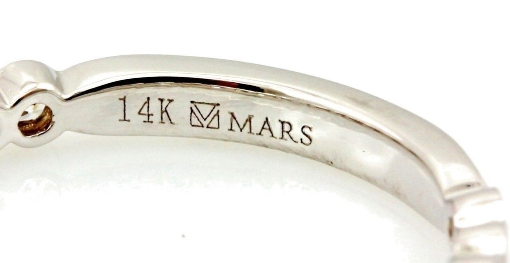 14k white gold 0.34ctw round diamond stackable band MARS 1.7g size 6.5 2.5mm NEW