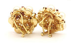 14k yellow gold garnet pearl drop dangle stud earrings 1.75 inch 12g vintage