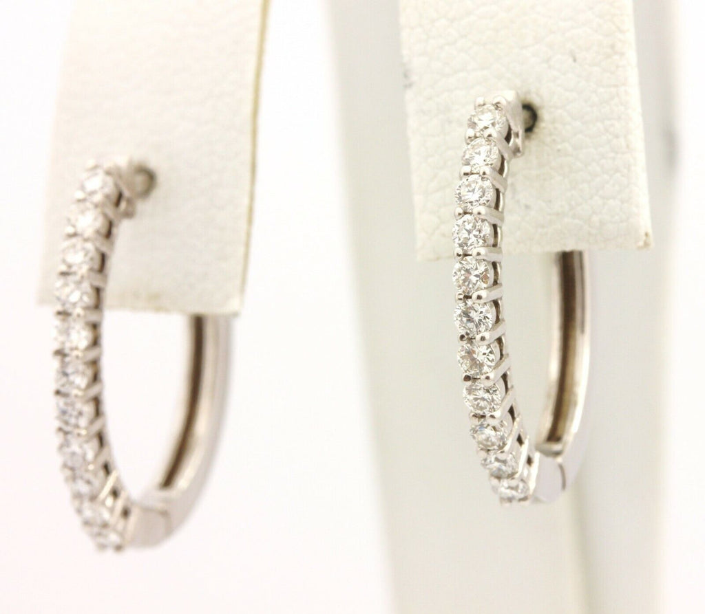14k white gold 0.75 inch oval hoop earrings 0.60ctw diamond 3.72g estate