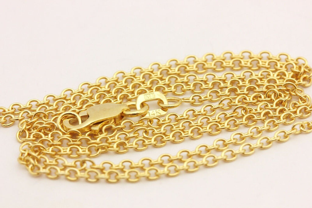 14k yellow gold rolo cable chain necklace lobster 16 inch 1.3mm 2.35g new