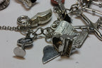 sterling silver 7 inch charm bracelet chain 21 charms estate vintage 45.46g