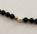 Vintage Black Onyx White Pearl Beaded Bracelet 14K Gold Clasp & Beads 7" vintage