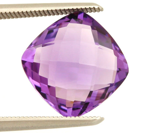 purple amethyst quartz cushion double checkerboard 4.70ct 11.07x11.05x53.80mm