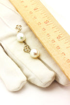 14k white gold 10mm Akoya pearl 0.11ctw diamond stud earrings 0.75 inch 0.8g