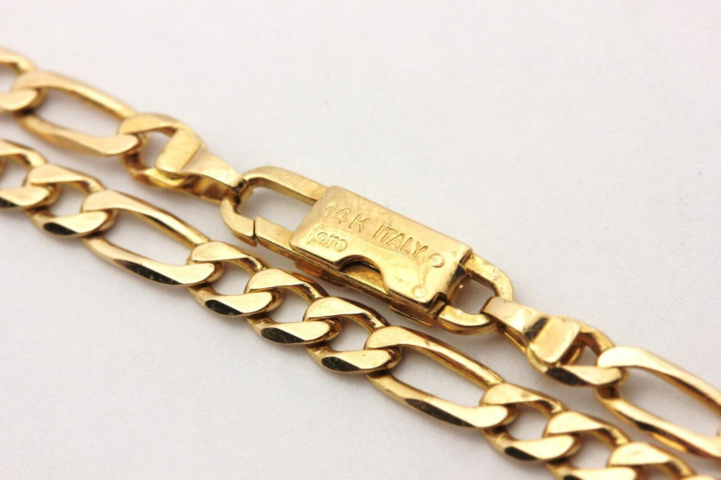 Faro ITALY 14k yellow gold figaro chain bracelet 7.25 inch 3.6mm lobster 4.63g