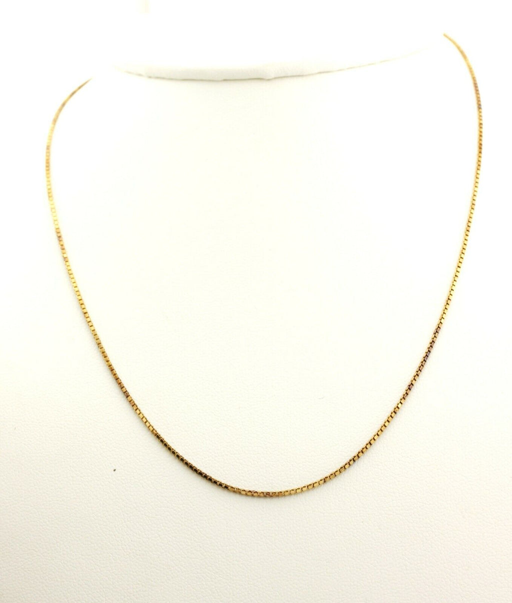 925 vermeil sterling silver box chain necklace Italy 16 inch 1mm 2.2g estate