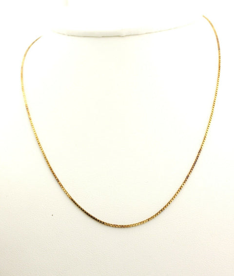 925 vermeil sterling silver box chain necklace Italy 16 inch 1mm 2.2g estate