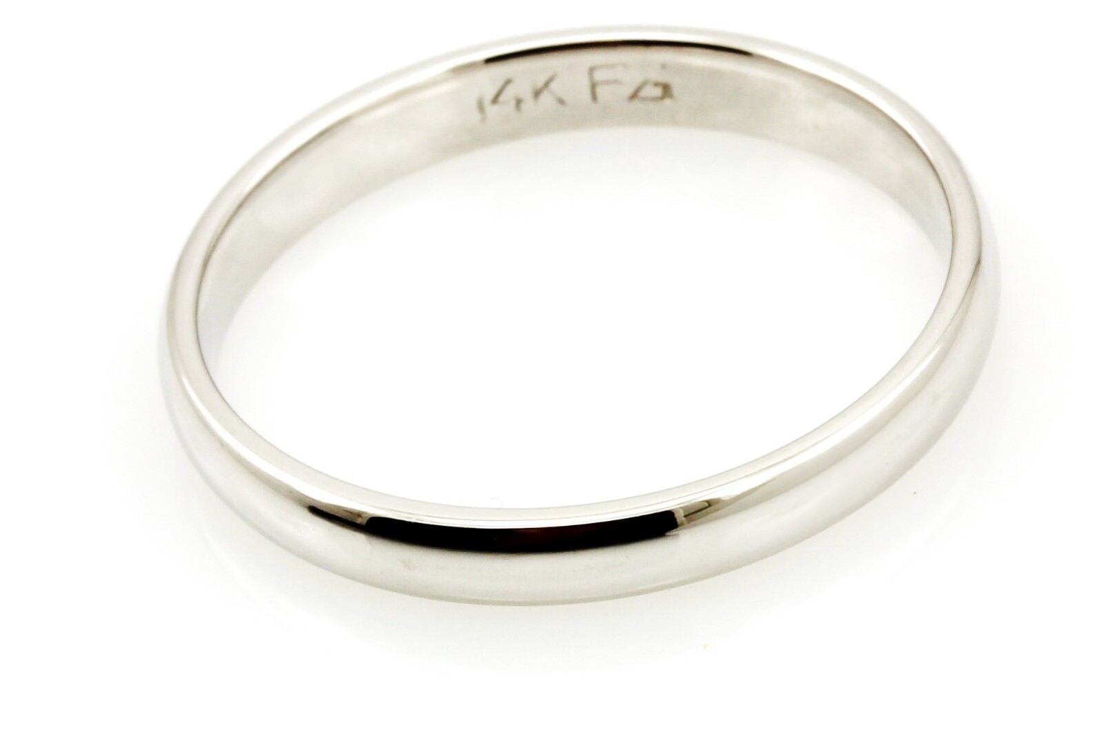 14k white gold 3mm comfort fit wedding band size 8 ring 2.44 grams NEW