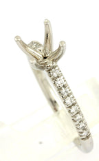 Platinum 1ct round engagement ring semi mount 0.19ctw diamond accents 4.66g NEW