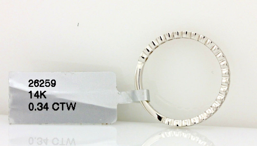 14k white gold 0.34ctw round diamond stackable band MARS 1.7g size 6.5 2.5mm NEW