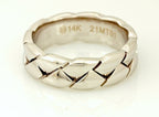 NEW DORA 14k white gold men's wedding band high polish weave 7.45mm sz 10.5 ring