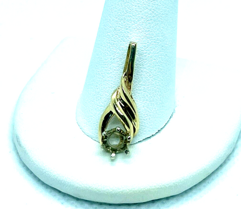 14k yellow gold swirl pendant for 5mm round gemstone 1inch 2.0g estate