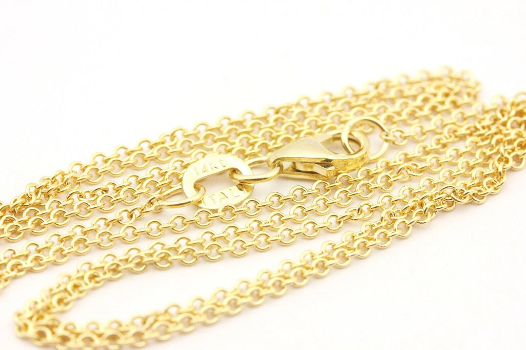 14k yellow gold rolo cable chain necklace lobster 18 inch 1.3mm 1.90g Italy new