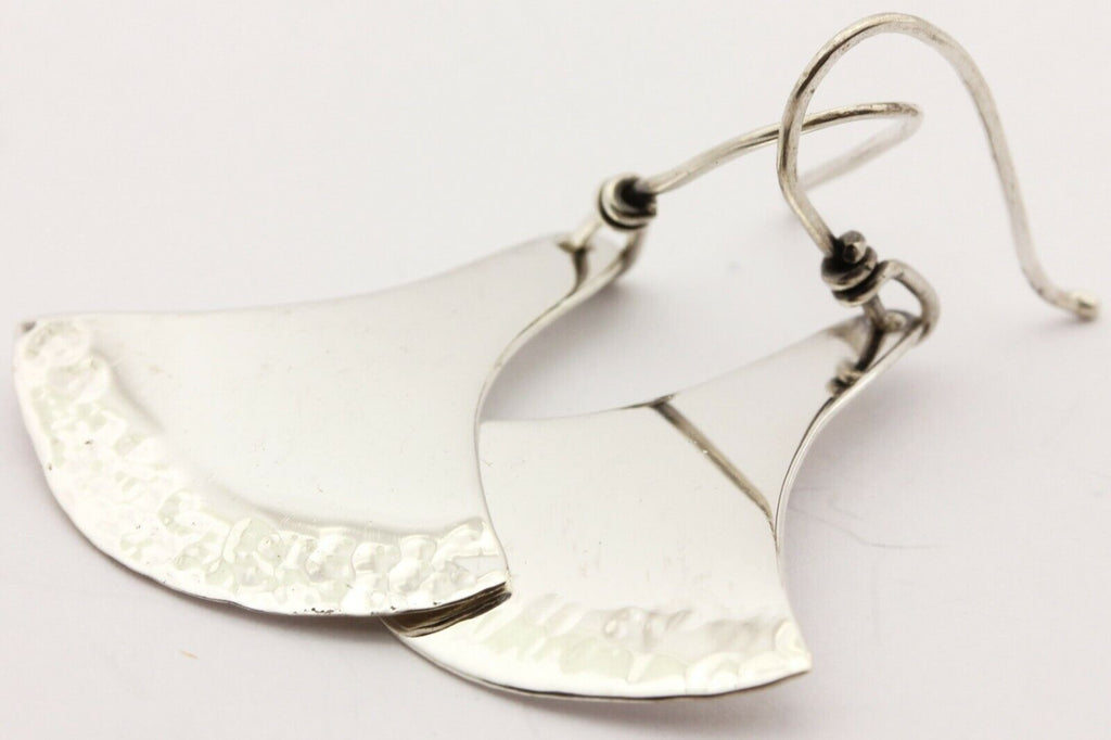 sterling silver drop dangle hook earrings 1.5 inch estate vintage 4.42g
