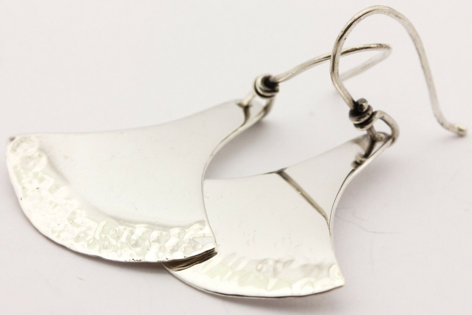sterling silver drop dangle hook earrings 1.5 inch estate vintage 4.42g