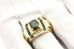 14k yellow gold oval green tourmaline blue sapphire diamond ring size 13 14.2g