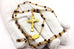 garnet rosary crucifix Czechoslovakia 29 inch necklace 5.5 inch lariat 12.37g