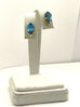 SGS 14k yellow gold stud earrings blue topaz kite shaped 0.5inch 2.4g estate