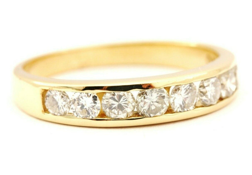 18k yellow gold round brilliant cut diamond 3mm band ring size 5.25 estate 2.26g
