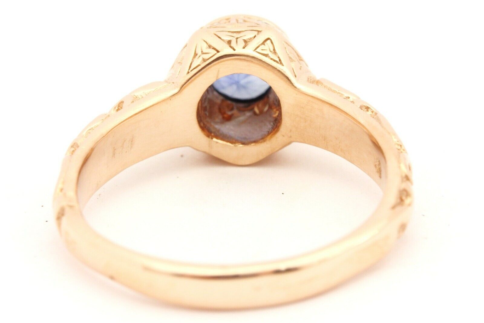 14k rose gold 0.82ct blue sapphire 0.18ctw diamond ring band size 9.75 7.17g new