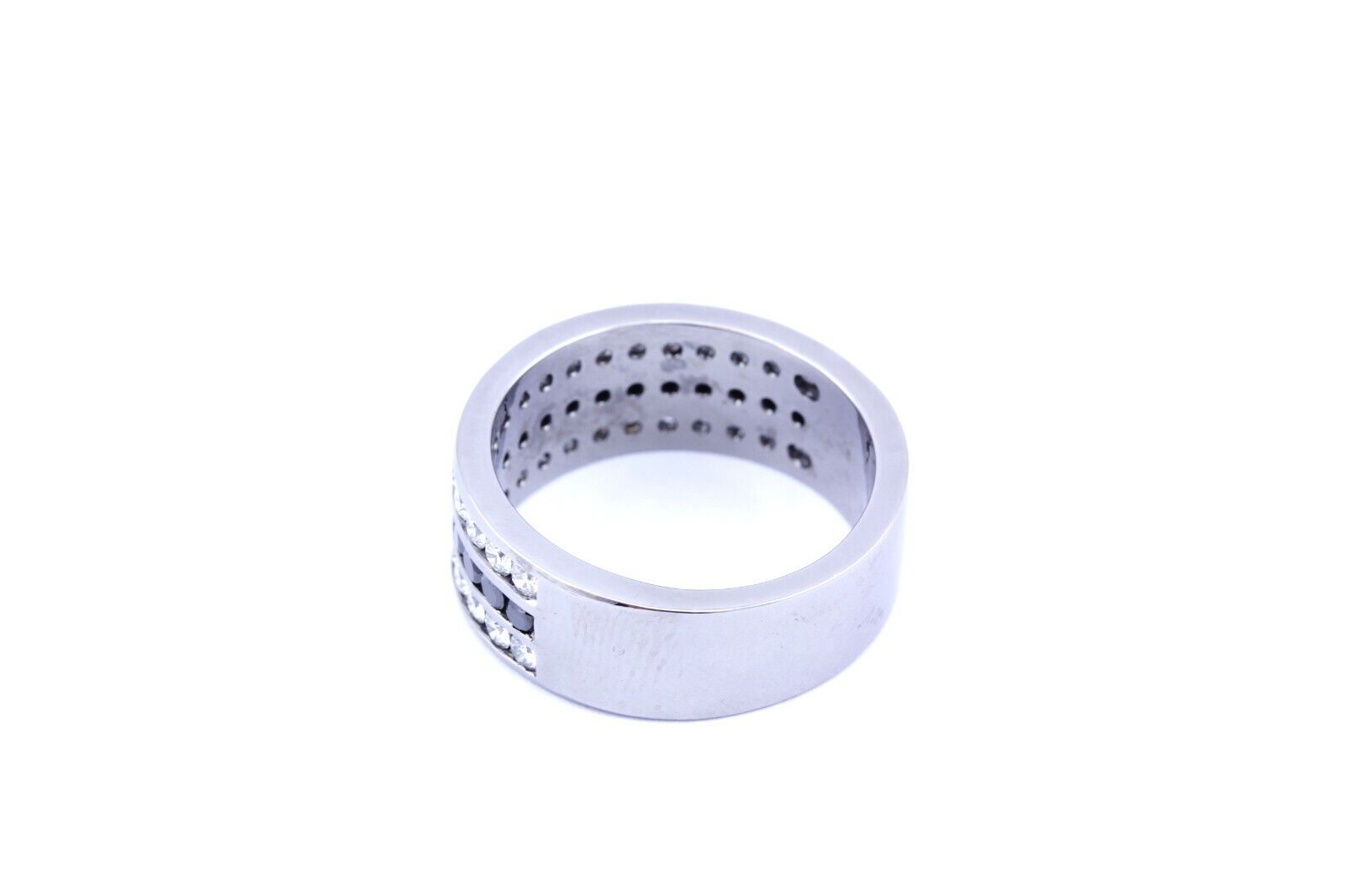 14k white gold black diamond 2.48ctw man's ring size 10.5 band 8.7dwt 9.75mm new