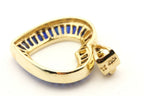 10k yellow gold 1.11ctw blue sapphire heart pendant 1 inch 2.94g vintage estate
