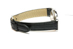 USA Olympics silver stainless steel wrist watch 6.5-8 inch leather black band
