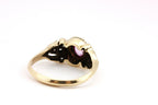 10k yellow gold pink sapphire diamond class ring 1984 size 6.25 estate vintage