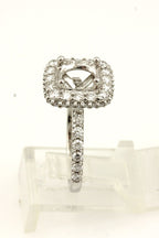 Platinum diamond halo engagement ring 7.4mm semi mount 1.11ctw accents NEW 6.04g