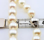 14k white gold 18" 5.5-7mm round Akoya cultured pearl strand necklace estate