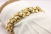 BSK gold tone costume fashion rhinestone bracelet 7 inch 20mm wide 43.4g estate
